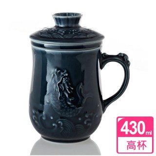 13-D1982 躍龍門 三件杯組 礦藍釉 430ml