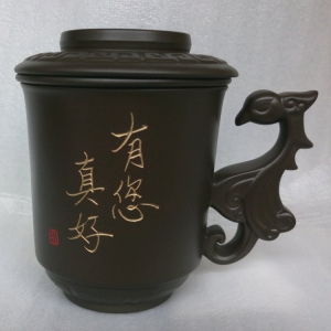 鶯歌泡茶杯-鶯歌陶瓷茶杯 D714 黑色鳳杯,寫名字泡茶杯組