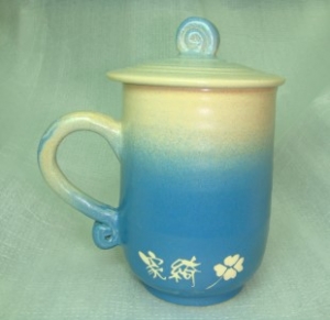 HB2002 手拉坏鶯歌陶瓷杯 茶杯  藍色杯 