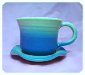 HDC203 < 藍色 > 手拉坏咖啡杯盤