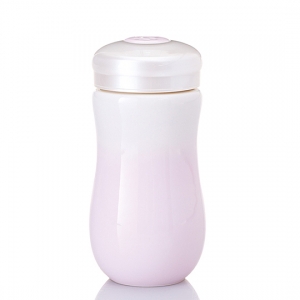 15-D1796-4 甜心隨身杯 中 / 單層 / 白粉紅(370ml)